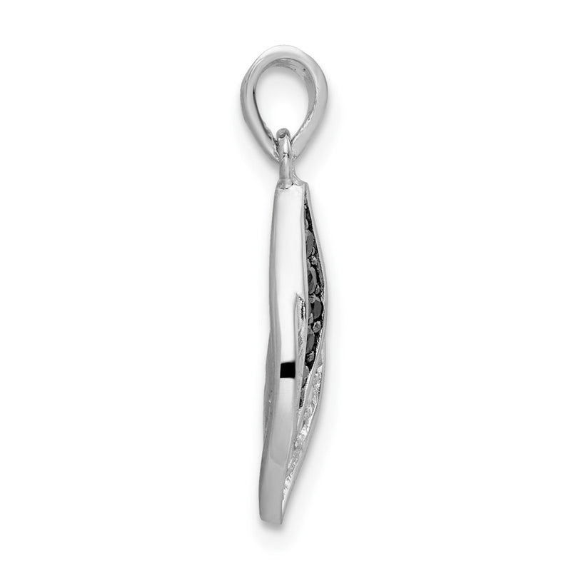 Sterling Silver Rh Polished Black And White Cz Pendant