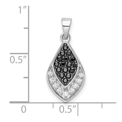 Sterling Silver Rh Polished Black And White Cz Pendant