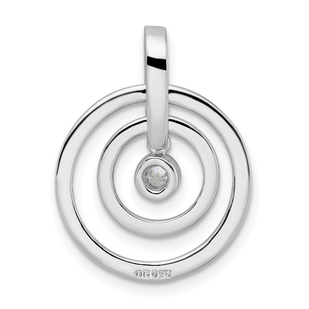 Sterling Silver Rh Polished Cz Circle Pendant