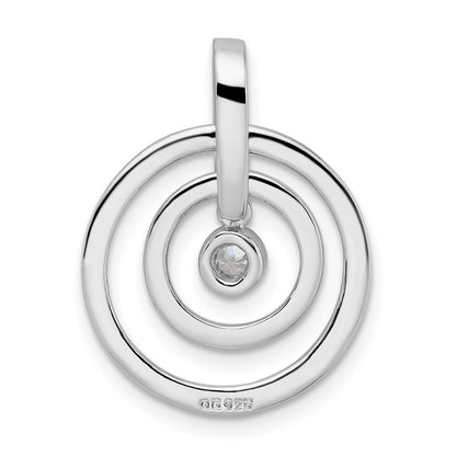 Sterling Silver Rh Polished Cz Circle Pendant