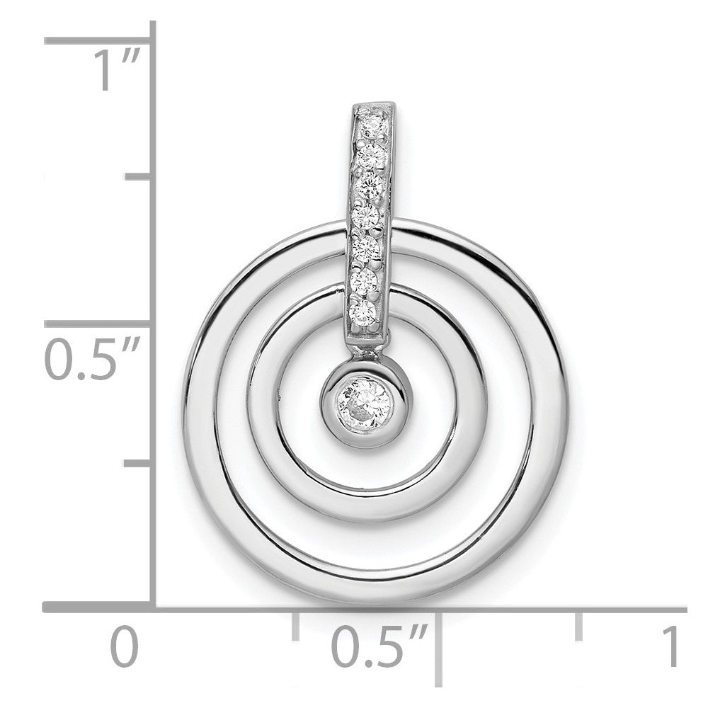Sterling Silver Rh Polished Cz Circle Pendant