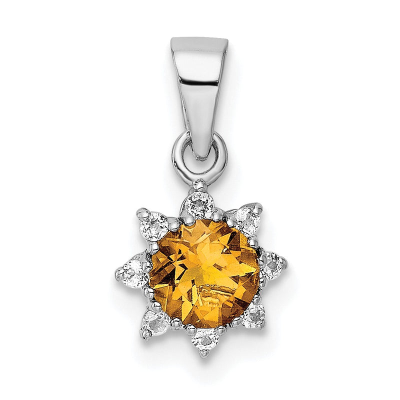 Sterling Silver Rh Polished Citrine And Topaz Pendant