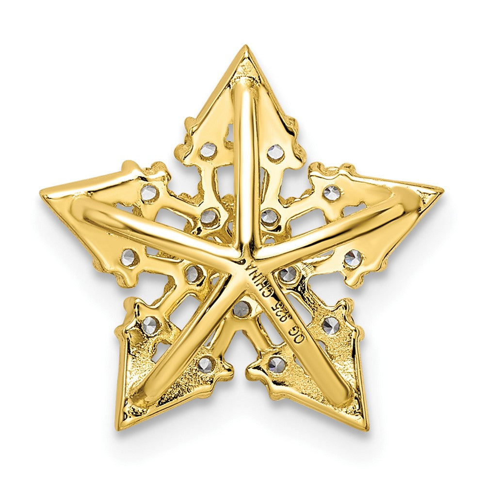 Sterling Silver Cz Gold-Tone Star Slide
