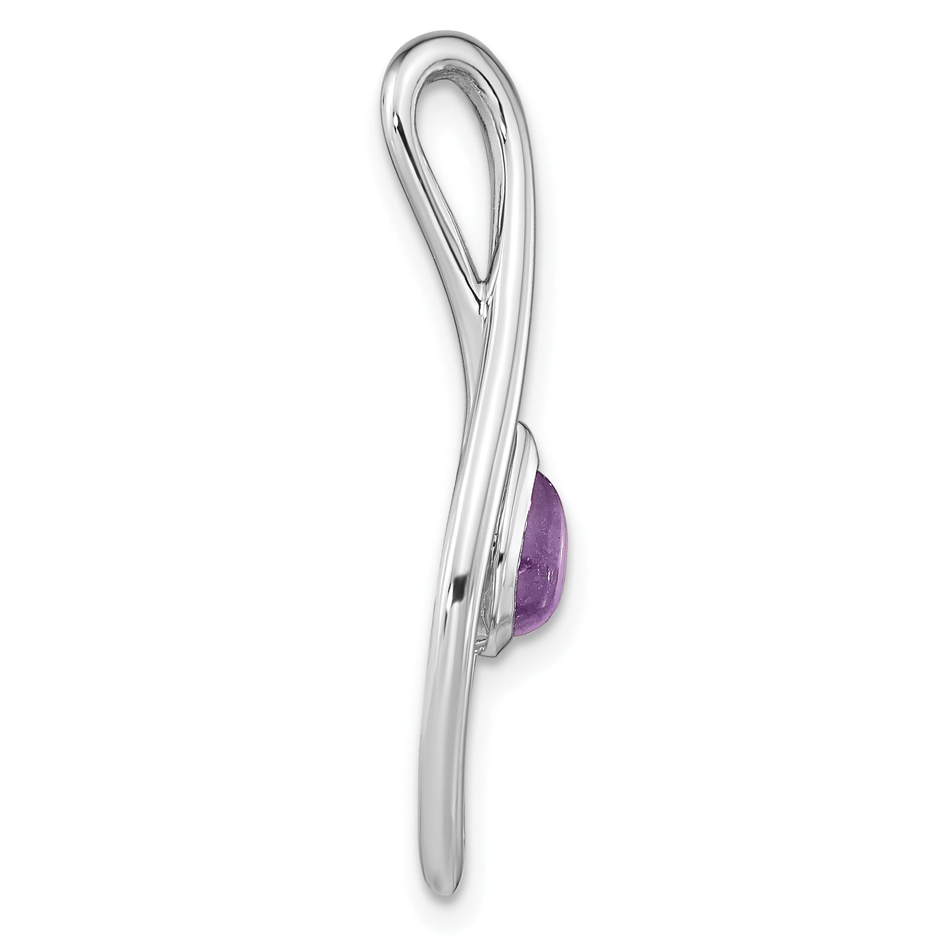 Sterling Silver Rh-Plated Pear Amethyst Fancy Pendant