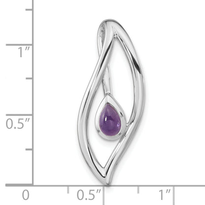 Sterling Silver Rh-Plated Pear Amethyst Fancy Pendant