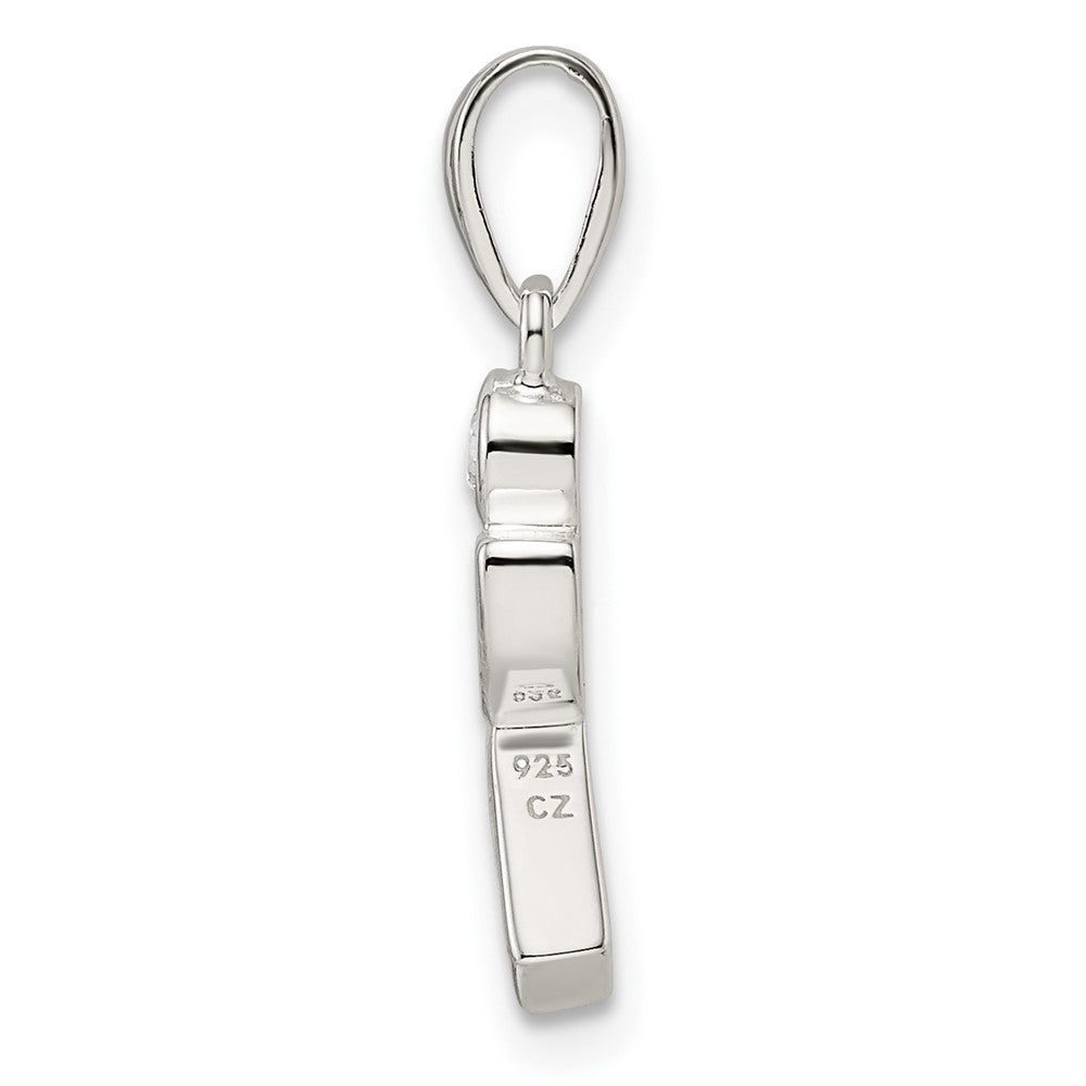 Sterling Silver Polished Geometric Shapes Cz Pendant