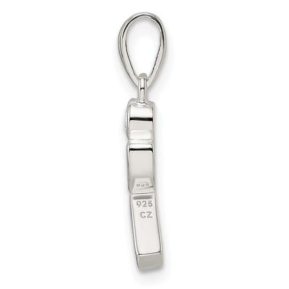 Sterling Silver Polished Geometric Shapes Cz Pendant