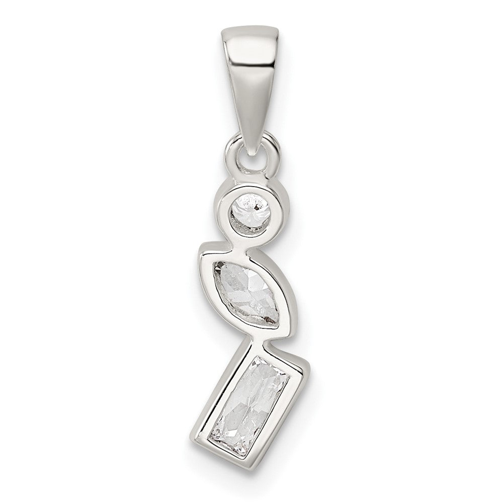 Sterling Silver Polished Geometric Shapes Cz Pendant