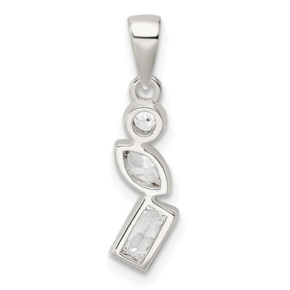 Sterling Silver Polished Geometric Shapes Cz Pendant
