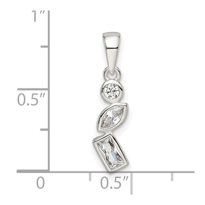 Sterling Silver Polished Geometric Shapes Cz Pendant