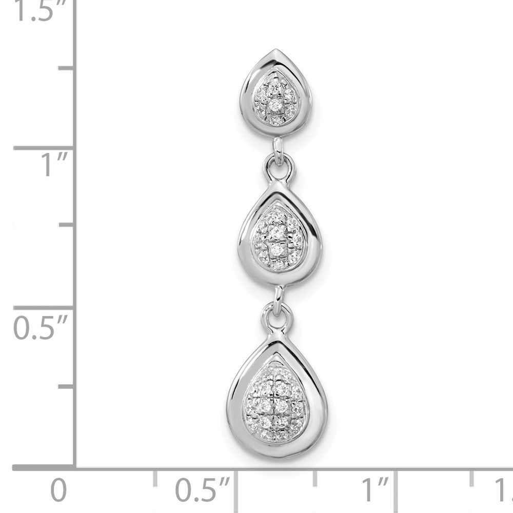 Sterling Silver Rhodium-Plated Cz Teardrop Chain Slide