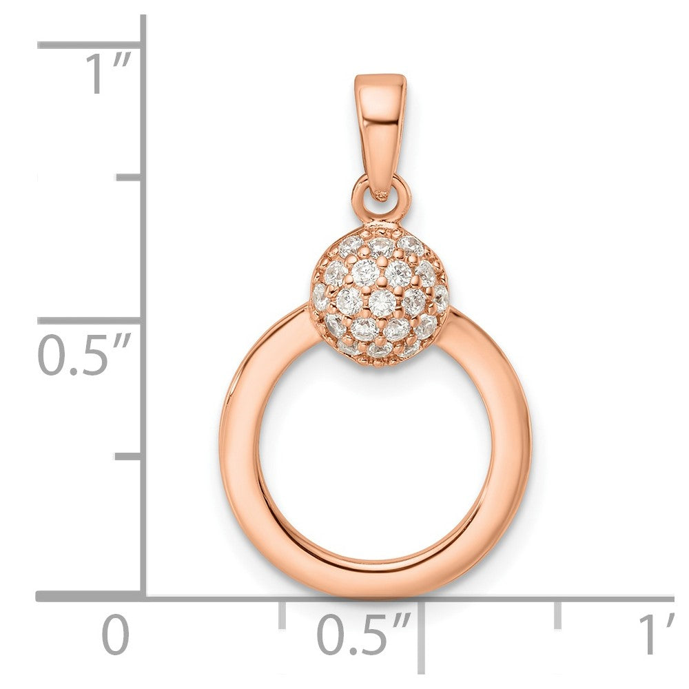 Ss/Rose Plated Sterling Silver & Rose Gold-Plated Cz Circle Pendant