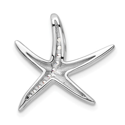Sterling Silver Rhodium-Plated Cz Starfish Slide