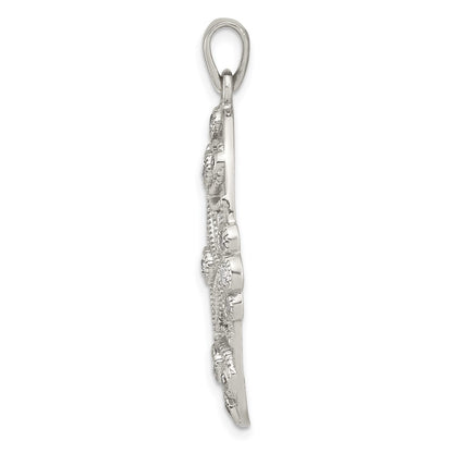 Sterling Silver Polished Cz Floral Pendant