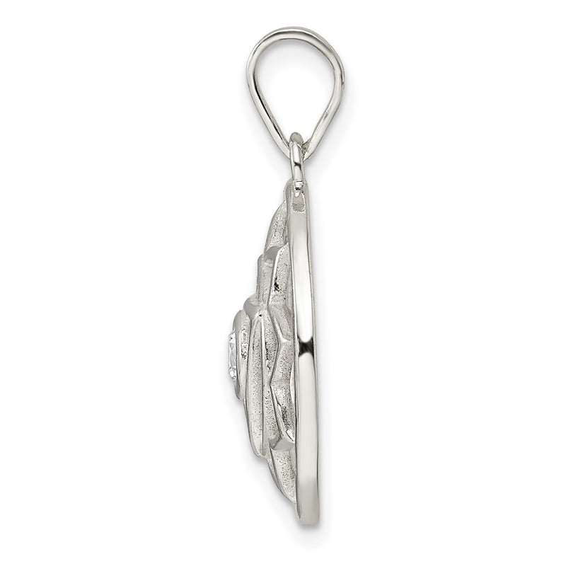Sterling Silver Cz Solar Chakra W/Triangle Center Pendant