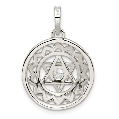 Sterling Silver Cz Heart Chakra Filigree Pendant