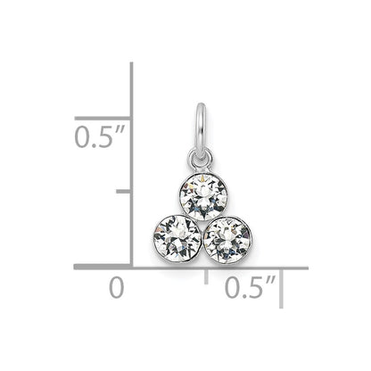 Sterling Silver Rh-Plated Crystal 3-Stone Pendant