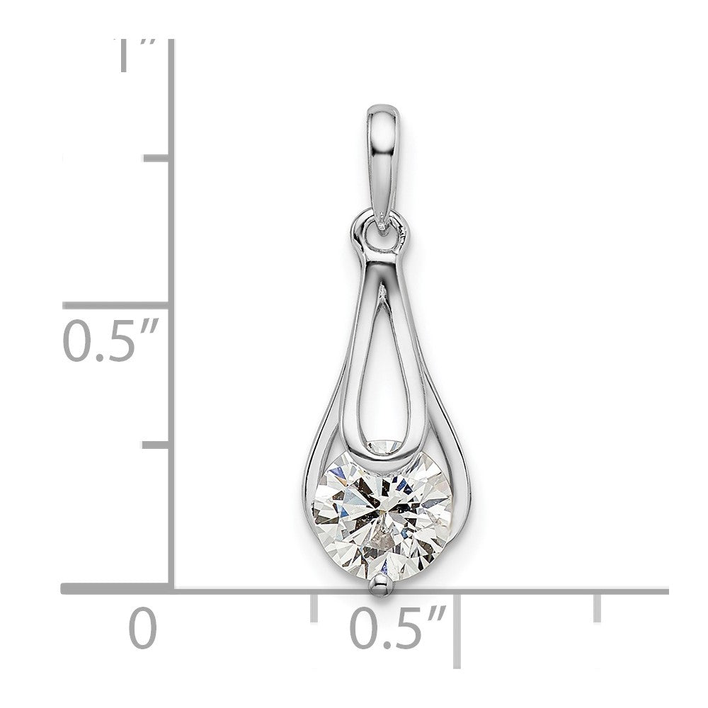 Sterling Silver Rhodium-Plated Cz Pendant