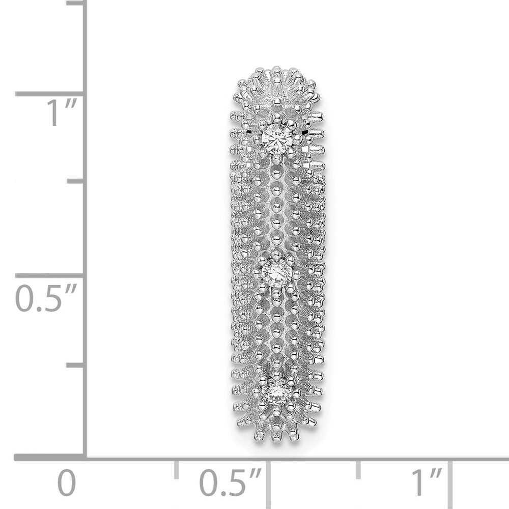 Sterling Silver Rhodium-Plated Cz Fancy Slide
