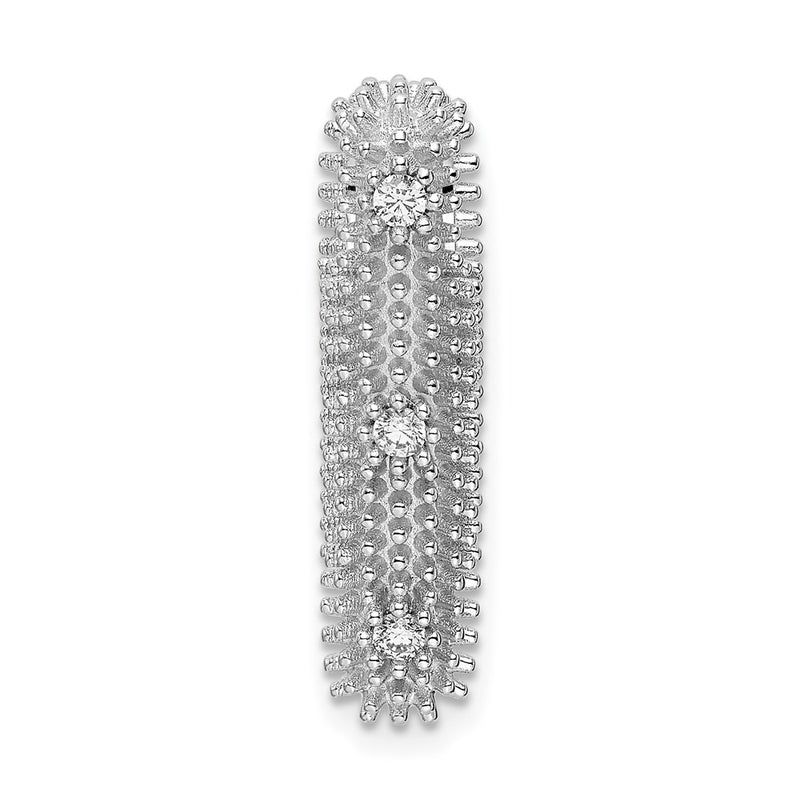 Sterling Silver Rhodium-Plated Cz Fancy Slide