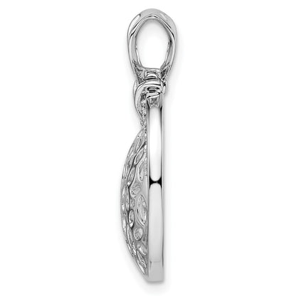Sterling Silver Rhodium-Plated Cut Out Cz Circle Pendant