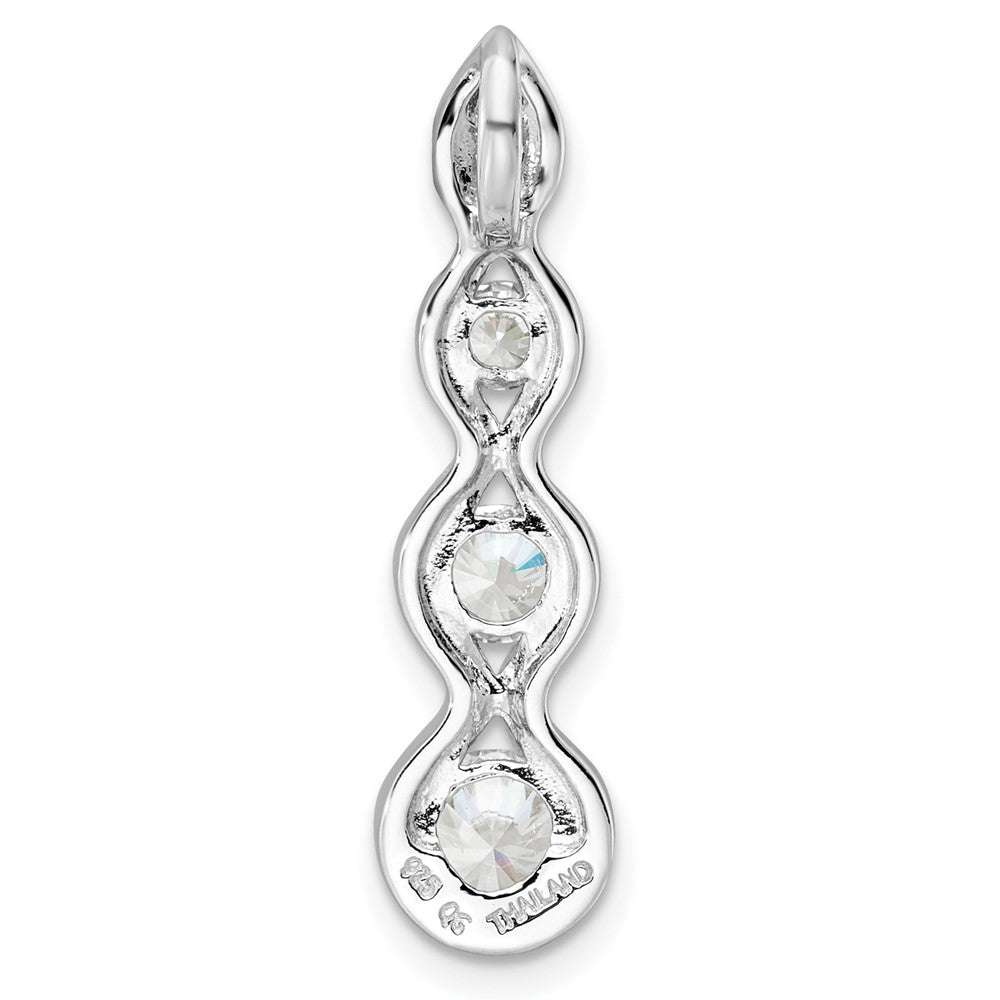 Sterling Silver Rhodium-Plated Drop Cz Wave Chain Slide
