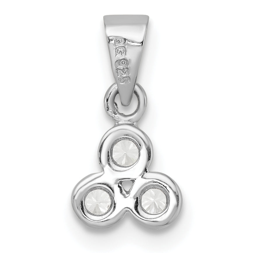 Sterling Silver Rh Polished Cz Pendant