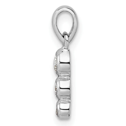 Sterling Silver Rh Polished Cz Pendant