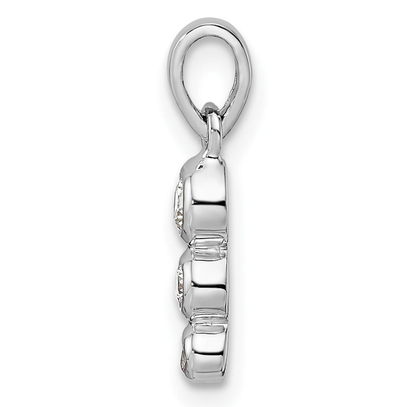 Sterling Silver Rh Polished Cz Pendant