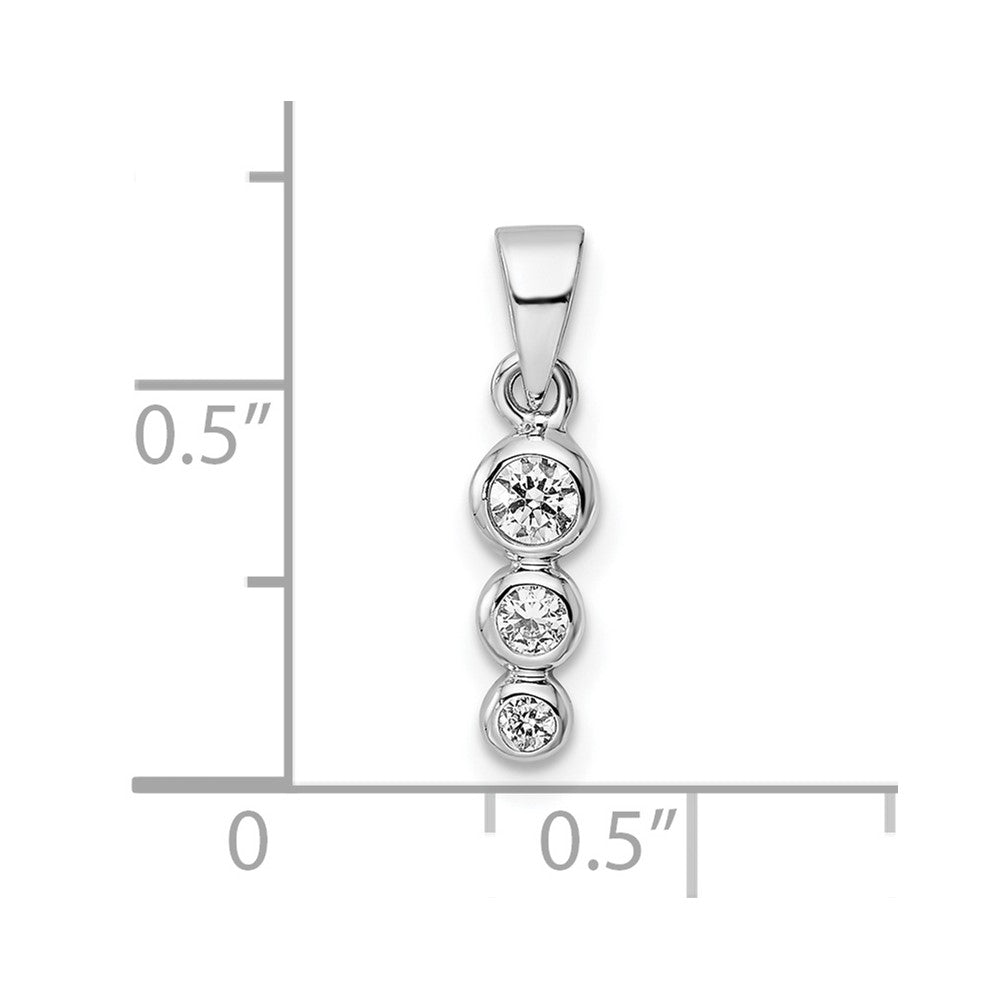 Sterling Silver Rh Polished Cz Pendant