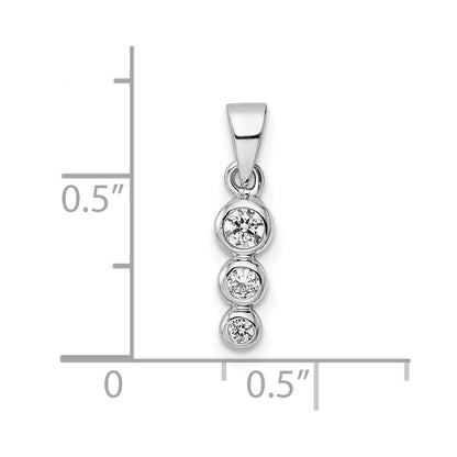Sterling Silver Rh Polished Cz Pendant