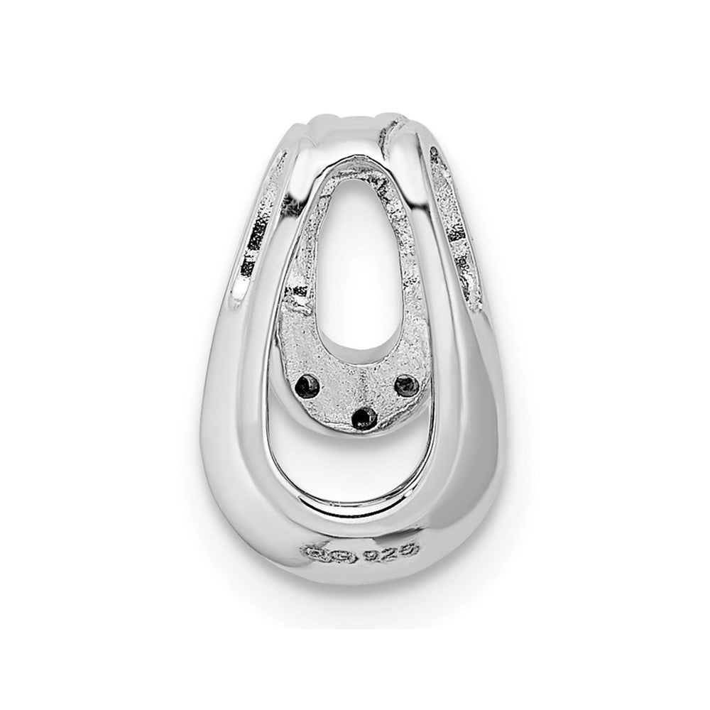 Sterling Silver Rh Polished Cz Chain Slide