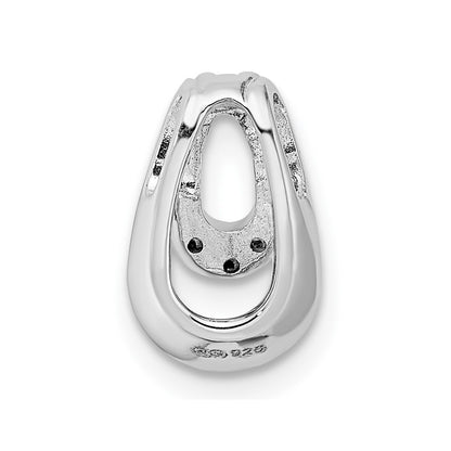 Sterling Silver Rh Polished Cz Chain Slide