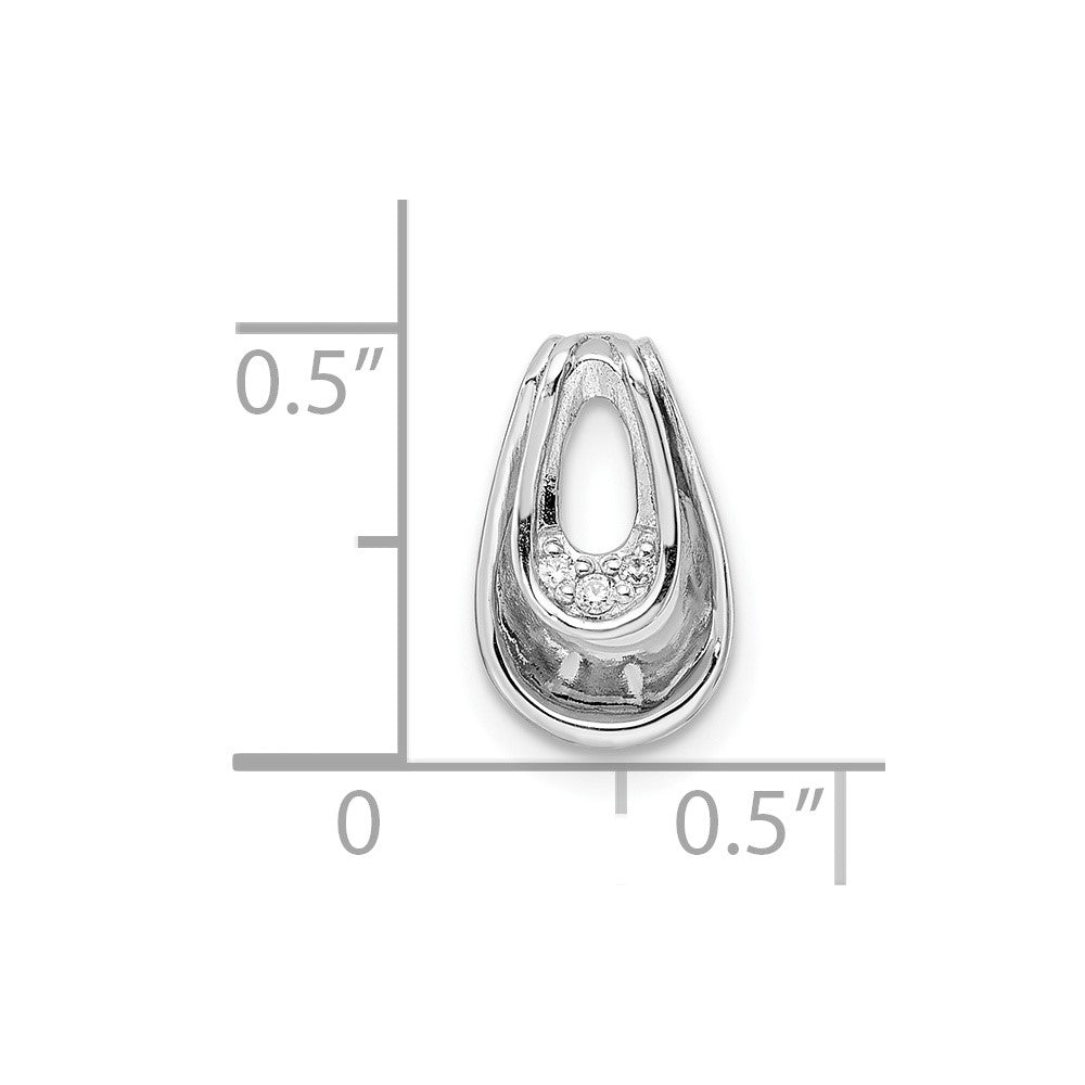 Sterling Silver Rh Polished Cz Chain Slide