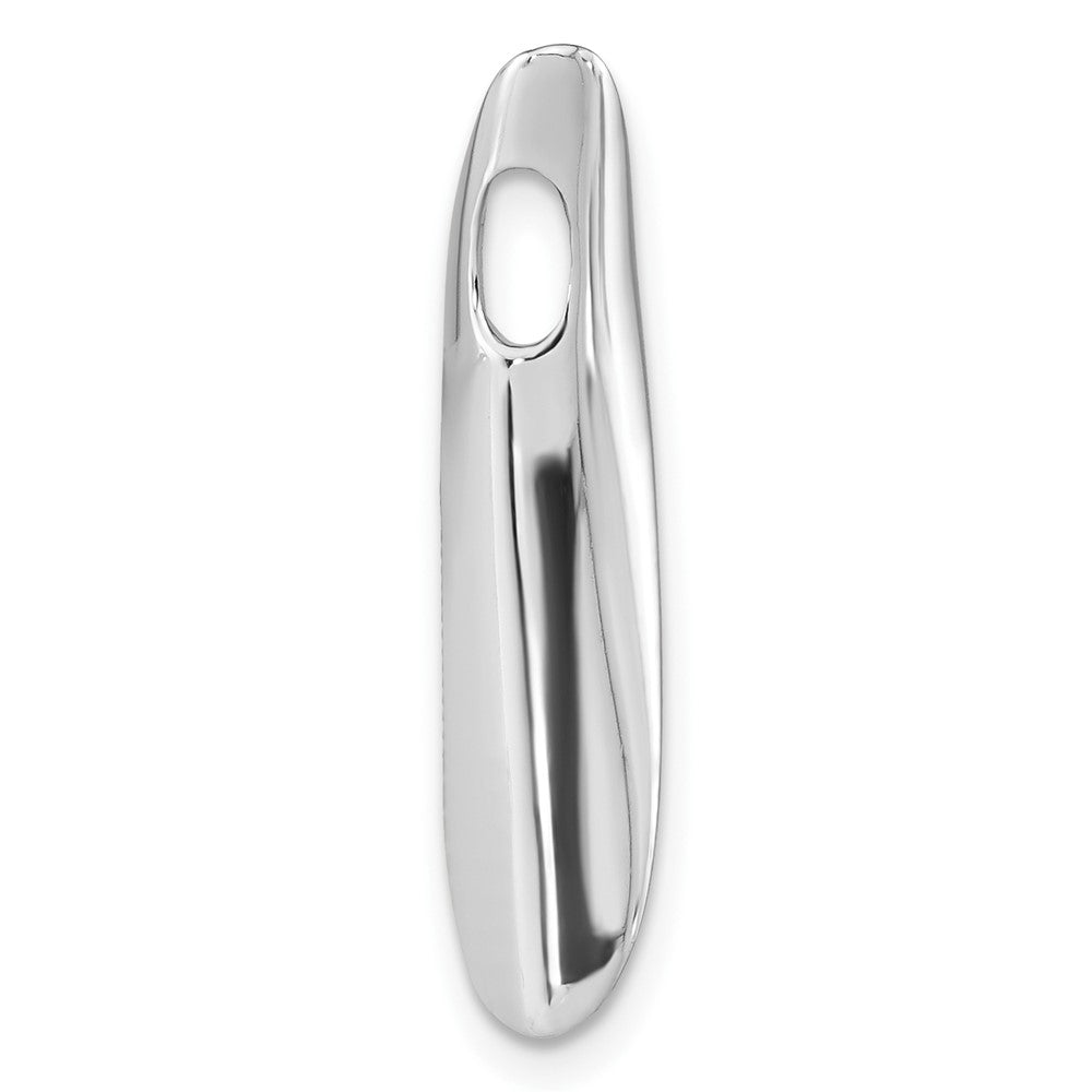 Sterling Silver Rh-Plated Satin And Polished Cz Curved Chain Slide