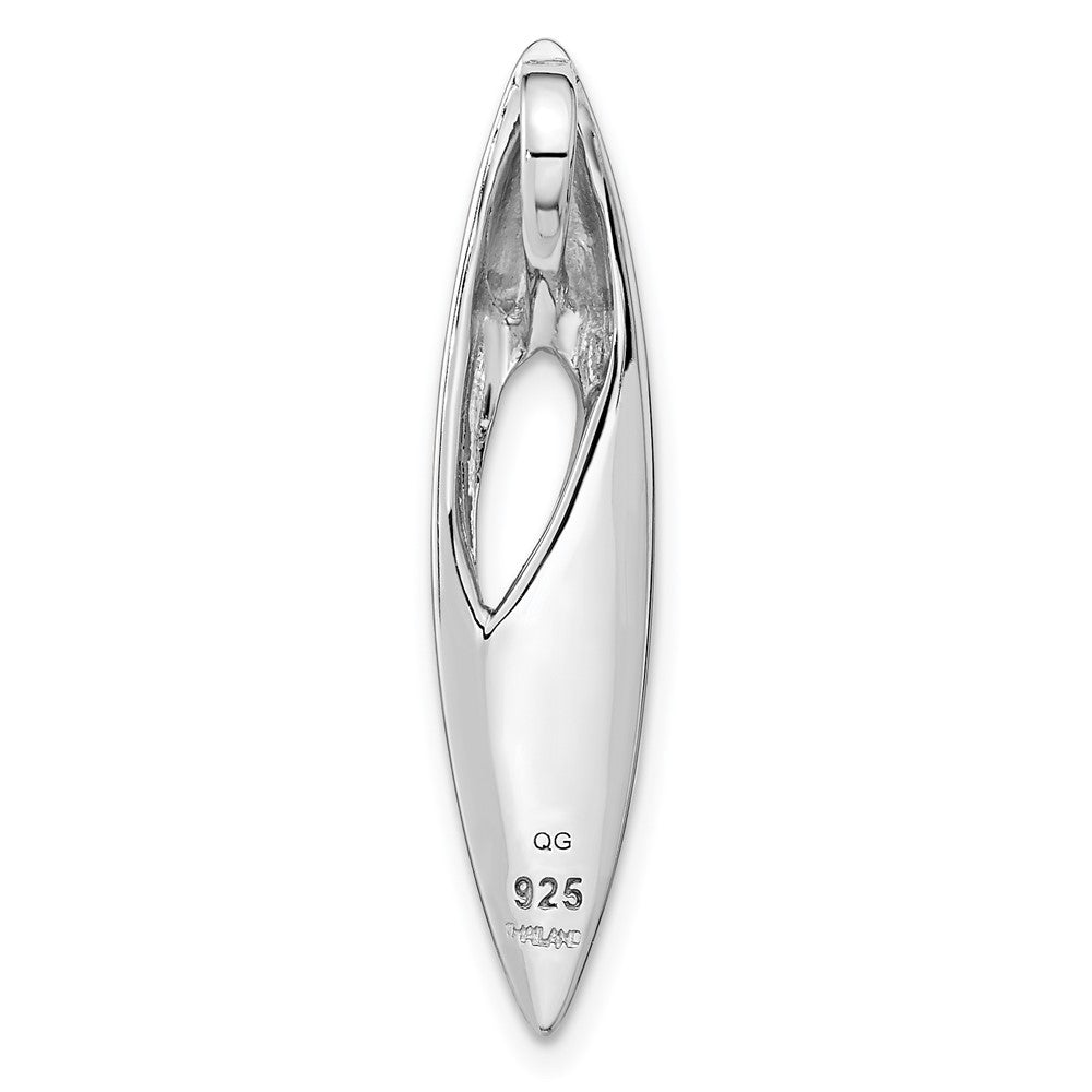Sterling Silver Rh-Plated Brushed And Polished Fancy Chain Slide