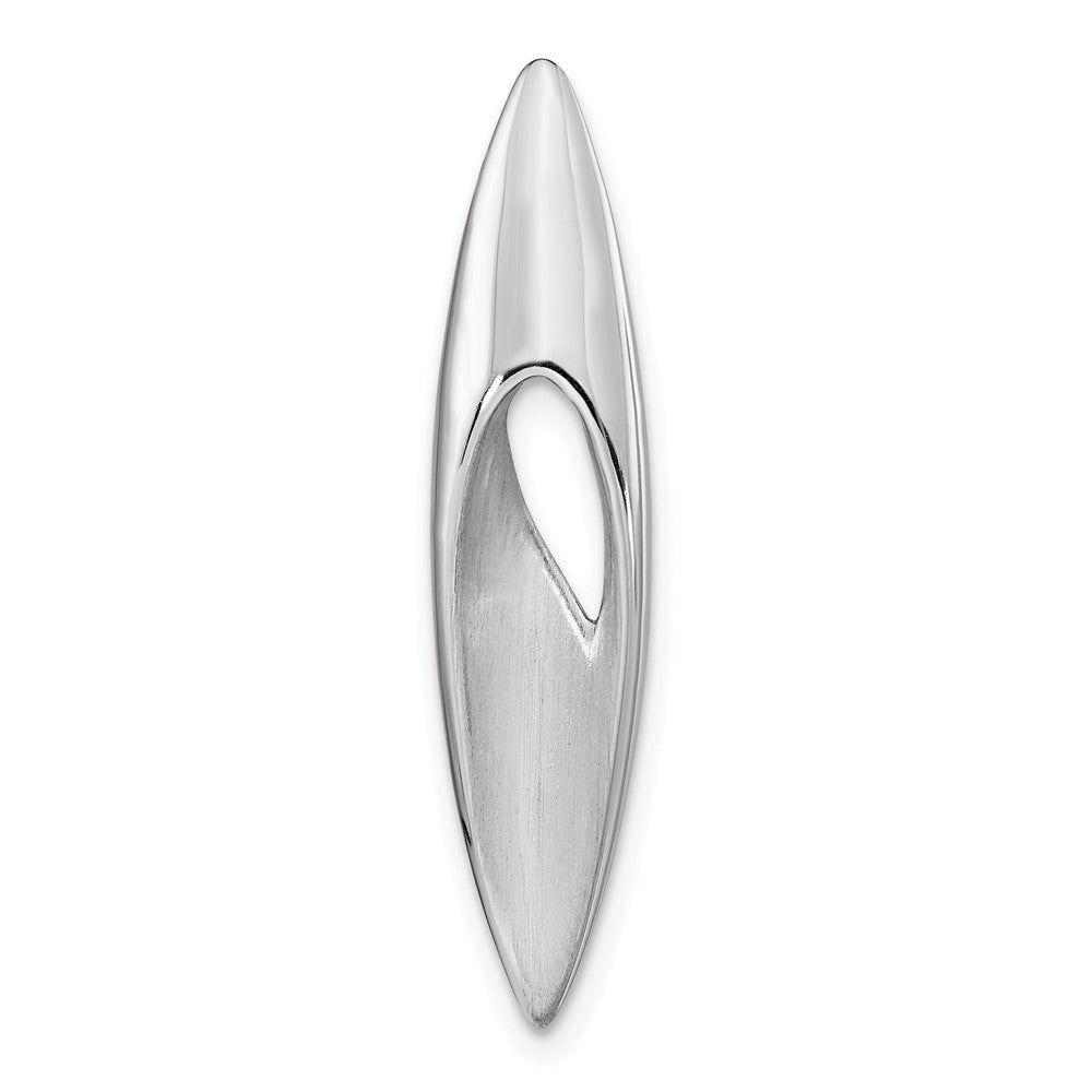 Sterling Silver Rh-Plated Brushed And Polished Fancy Chain Slide
