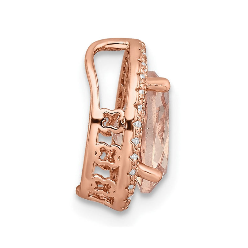 Sterling Silver Rose-Tone Polished Pink & White Cz Oval Chain Slide