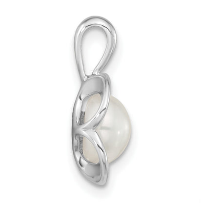 Sterling Silver Rh-Plated Polished Fwc Pearl Flower Pendant