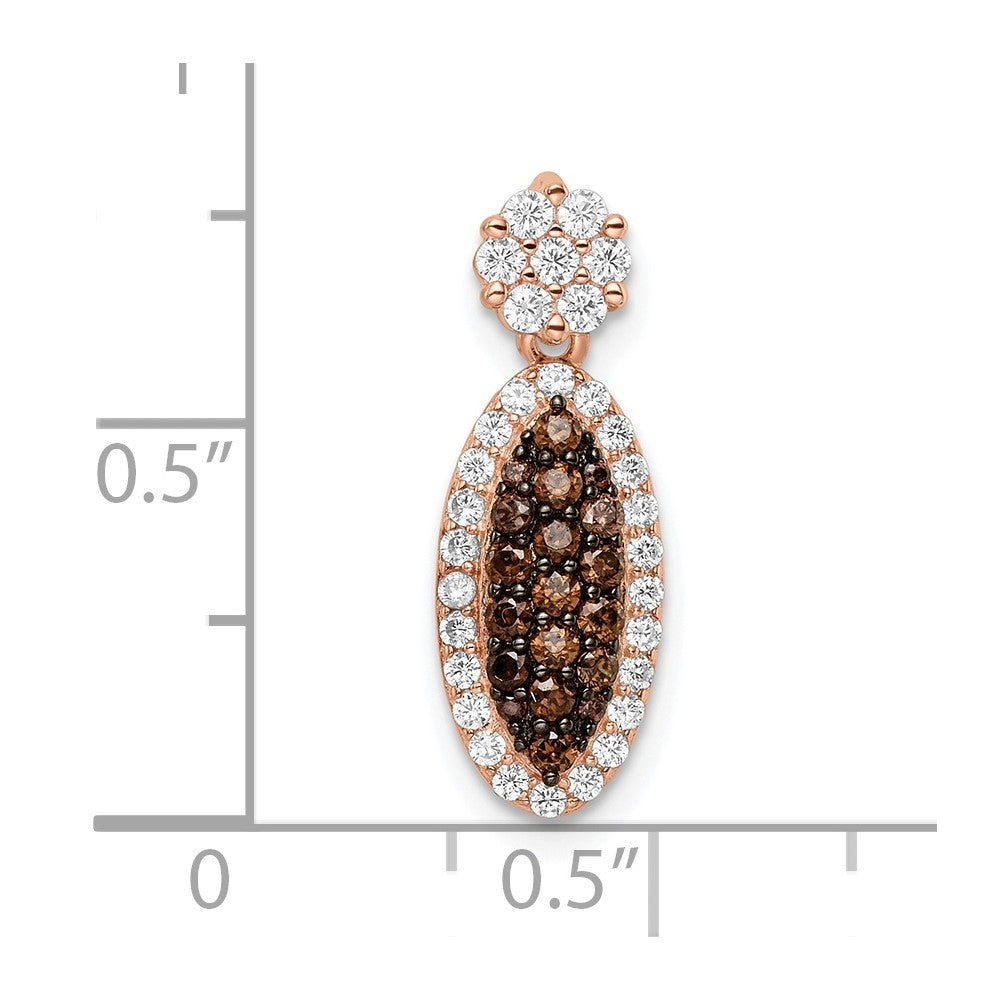 Sterling Silver Rose-Tone Black Rhodium-Plated Cz Pendant
