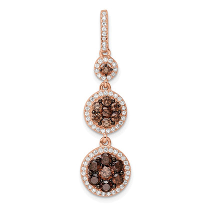 Sterling Silver Rose-Tone Black Rhodium-Plated Cz Fancy Dangle Pendant