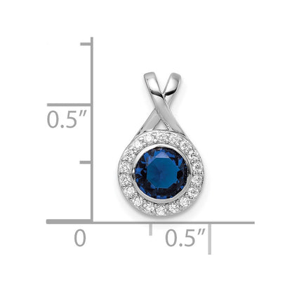 Sterling Silver Rhodium-Plated Cz And Glass Stone Pendant