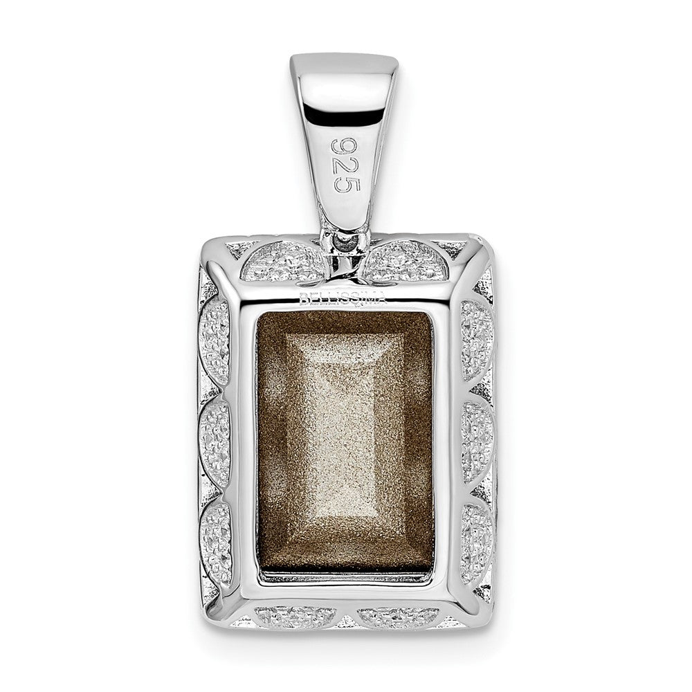 Sterling Silver Rhodium-Plated Cz & Purple Swarovski Crystal Pendant