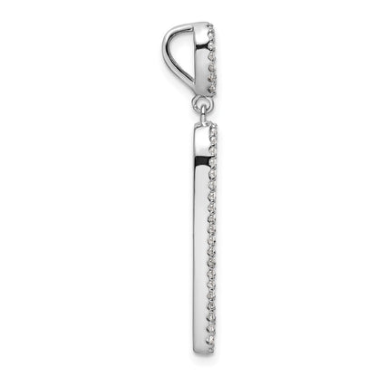 Sterling Silver Rhodium-Plated Cz & Black Agate Slide