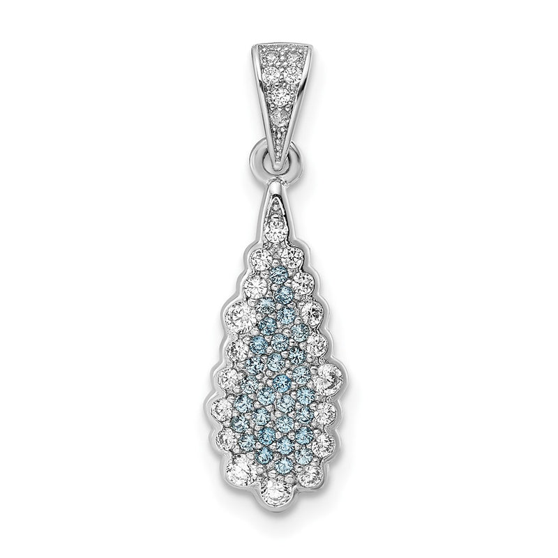 Sterling Silver Rhodium-Plated Cz Teardrop Pendant