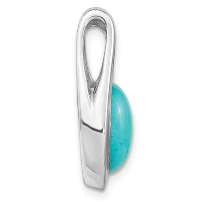 Sterling Silver Rh-Plated Polished Chinese Turquoise Oval Pendant