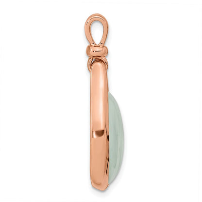 Ss/Rose Plated Sterling Silver Rose Gold-Plated Green Chalcedony Pendant