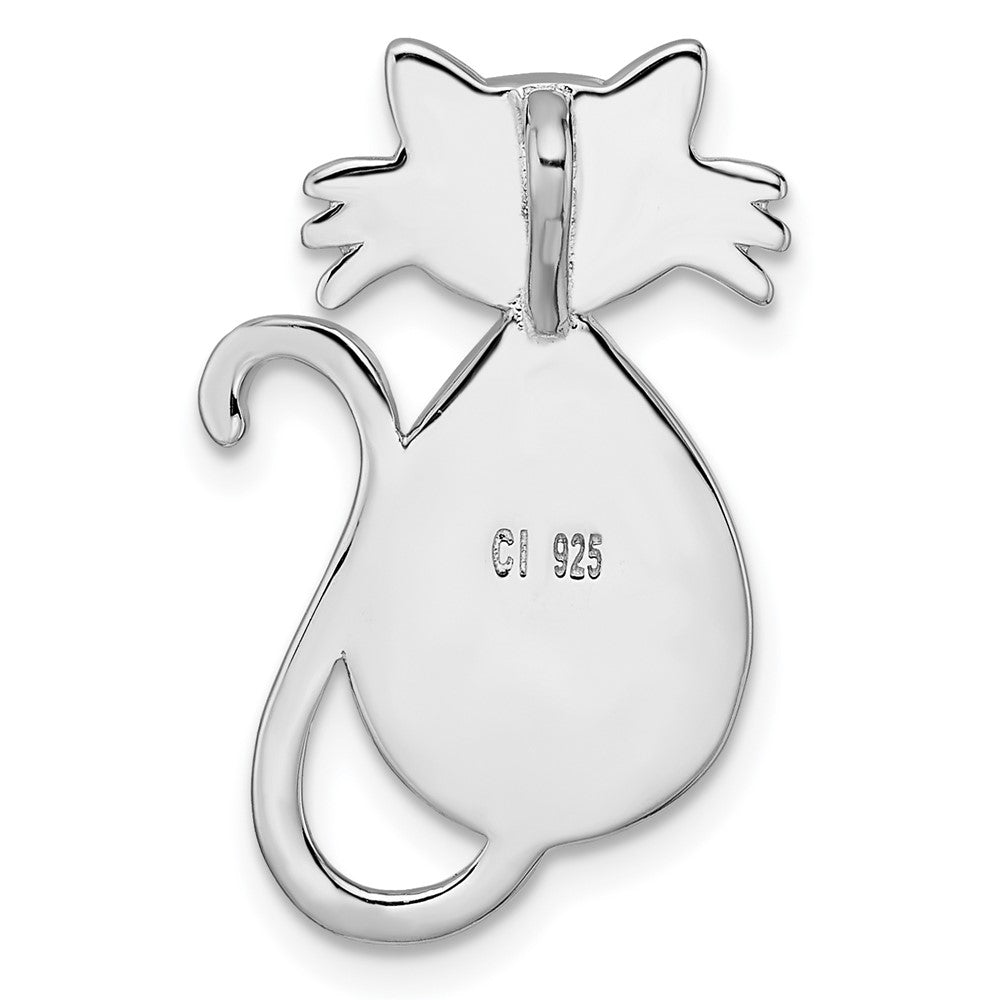 Sterling Silver Rhodium-Plated Polished Larimar Cat Chain Slide