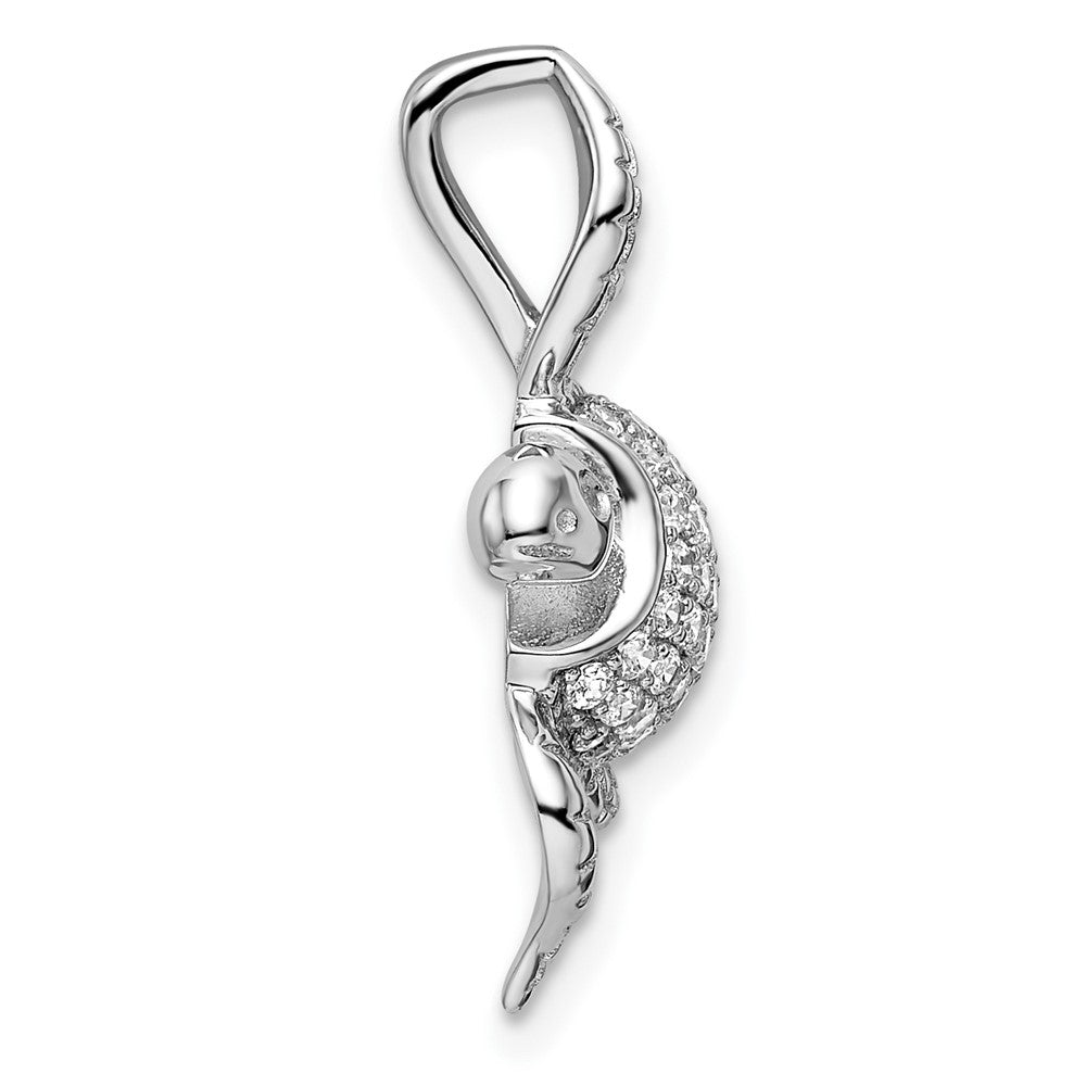 Sterling Silver Rhodium-Plated Cz Sea Turtle Slide
