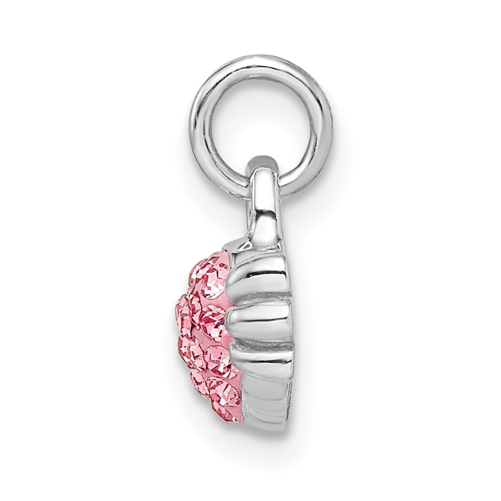 Sterling Silver Rhodium-Plated Pink Preciosa Crystal Heart Candy Pendant